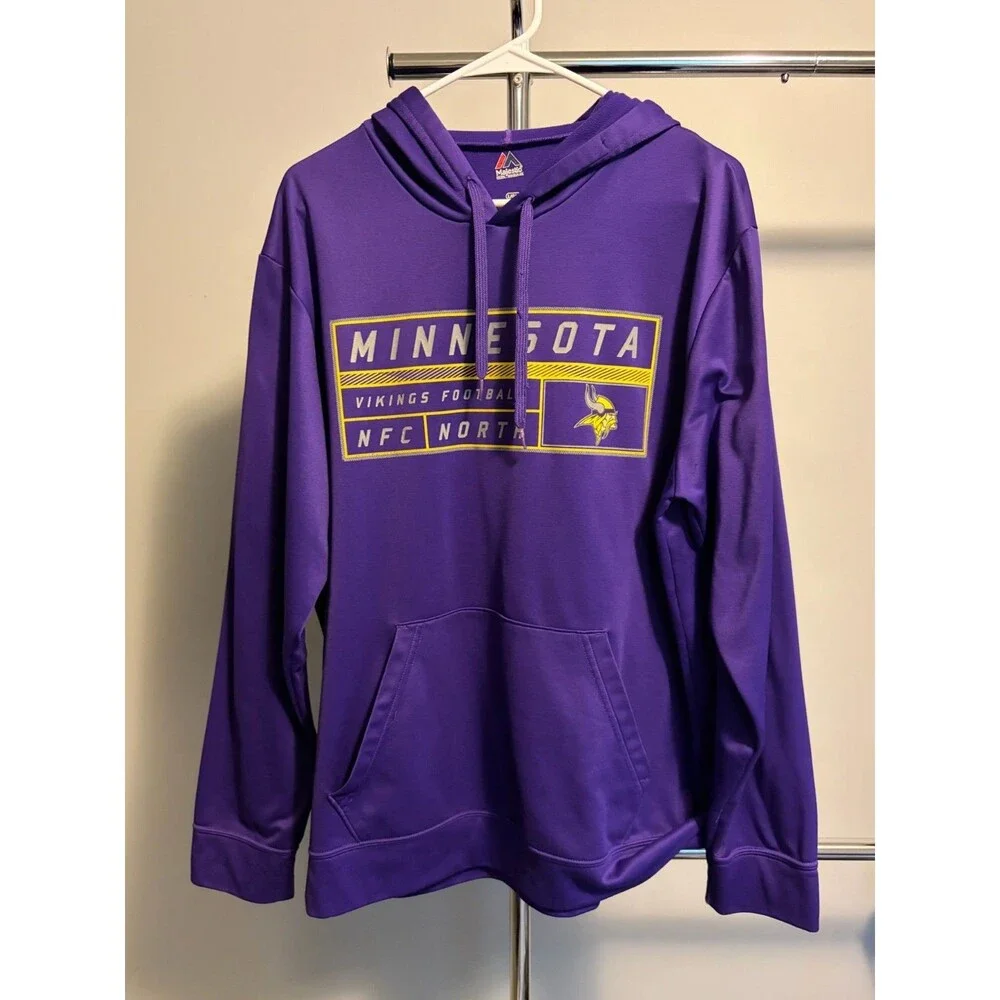 Majestic Minnesota Vikings Hoodie Large Purple NFL Football NFC North Pullover